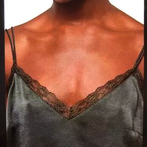 AllSaints double strap cami with lace edge detail. Never worn. Military green